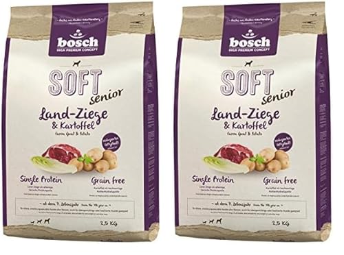 Bosch HPC Soft Senior Ziege & Kartoffel | halbfeuchtes Hundefutter für ältere | ernährungssensible Hunde Aller Rassen | Single Protein | Grain-Free | 1 x 2.5 kg (Packung mit 2) von bosch TIERNAHRUNG