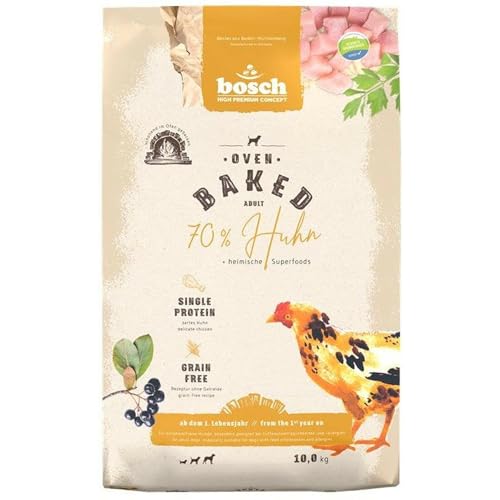 bosch HPC Oven Baked Huhn | Im Ofen gebackenes Hundefutter für ausgewachsene Hunde aller Rassen | Single Animal Protein | grain-free | 1 x 10 kg von bosch TIERNAHRUNG