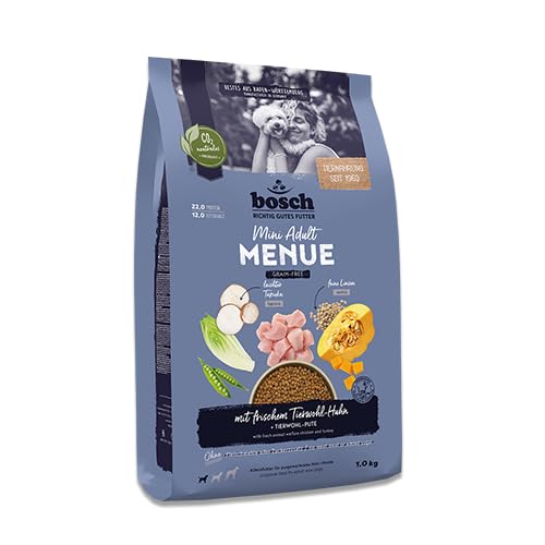 Bosch HPC MENUE Mini Adult mit Tierwohl-Huhn| Hundetrockenfutter für ausgewachsene Hunde Kleiner Rassen | 1 x 2,4 kg von bosch TIERNAHRUNG