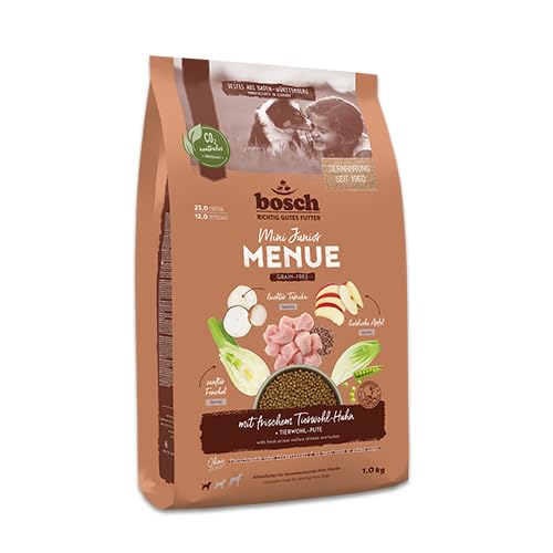 Bosch HPC MENUE Mini Junior mit Tierwohl-Huhn| Hundetrockenfutter zur Aufzucht Kleiner Rassen | 1 x 2,4 kg von bosch TIERNAHRUNG