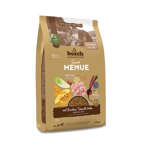 Bosch HPC MENUE Senior mit Tierwohl-Huhn + Dinkel & Hafer| Hundetrockenfutter für ältere Hunde Aller Rassen | 1 x 12 kg von bosch TIERNAHRUNG