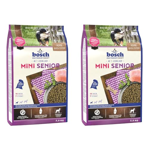 Bosch HPC Mini Senior | Hundetrockenfutter für ältere Hunde Kleiner Rassen (bis 15 kg) | 1 x 2.5 kg (Packung mit 2) von bosch TIERNAHRUNG