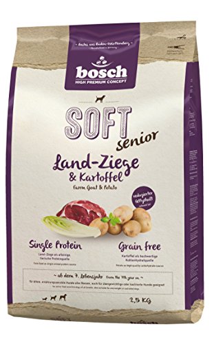 Bosch HPC SOFT Senior Ziege & Kartoffel | halbfeuchtes Hundefutter für ältere | ernährungssensible Hunde aller Rassen | Single Protein | Grain-Free | 1 x 2.5 kg von bosch TIERNAHRUNG