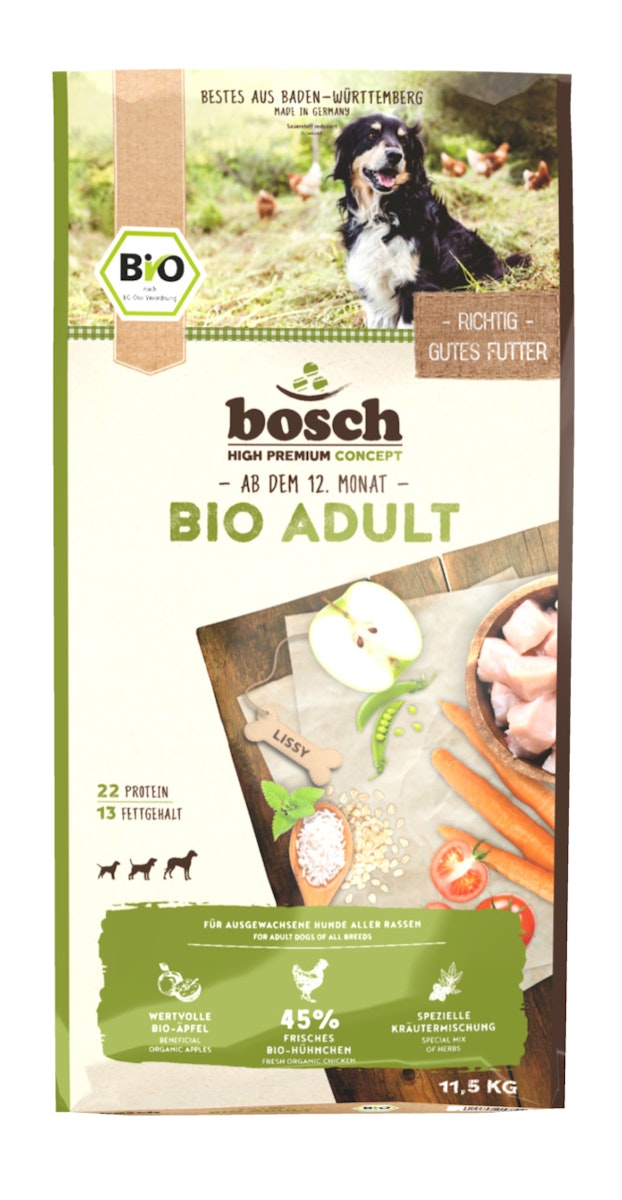 bosch Bio Adult Hühnchen & Apfel Hundetrockenfutter Sparpaket 2 x 11,5 Kilogramm