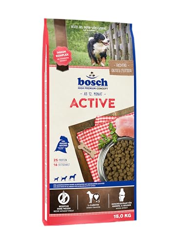 bosch HPC Active | Hundetrockenfutter für ausgewachsene Hunde aller Rassen mit gesteigerter Aktivität | 1 x 15 kg,Geflügel von bosch TIERNAHRUNG