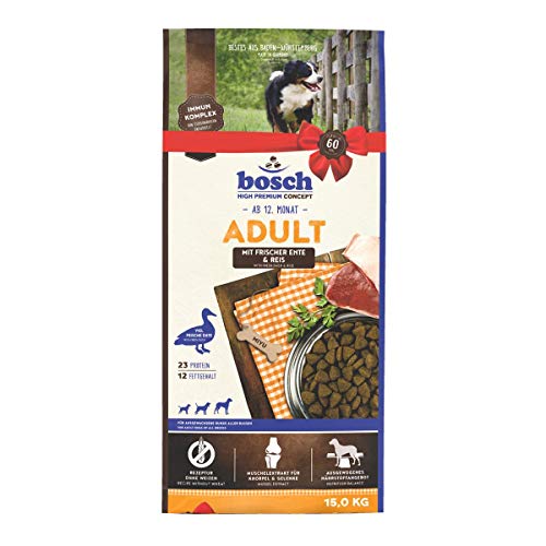 bosch HPC Adult mit Ente & Reis | Hundetrockenfutter für ausgewachsene Hunde aller Rassen | 1 x 15 kg von bosch Tiernahrung