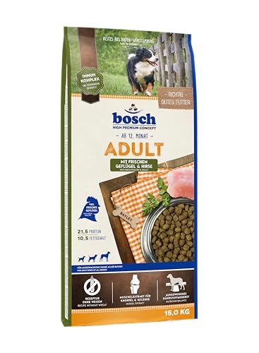 bosch HPC Adult mit frischem Geflügel & Hirse | Hundetrockenfutter für ausgewachsene Hunde aller Rassen | 1 x 15 kg von bosch TIERNAHRUNG