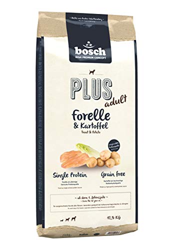 bosch HPC PLUS Adult Forelle & Kartoffel | Hundetrockenfutter für ausgewachsene Hunde aller Rassen | Single Protein | grain-free | 1 x 12.5 kg von bosch TIERNAHRUNG