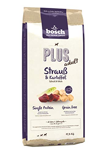 bosch HPC PLUS Adult Strauß & Kartoffel | Hundetrockenfutter für ausgewachsene Hunde aller Rassen | Single Protein | grain-free | 1 x 12.5 kg von bosch TIERNAHRUNG