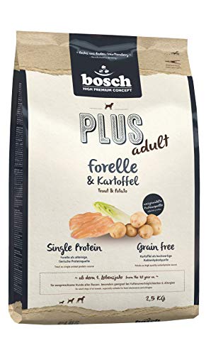 bosch HPC PLUS Forelle & Kartoffel | Hundetrockenfutter für ausgewachsene Hunde aller Rassen | Single Protein | Grain-Free | 1 x 2.5 kg von bosch TIERNAHRUNG