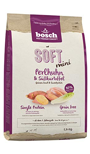 bosch HPC SOFT Mini Perlhuhn & Süßkartoffel | halbfeuchtes Hundefutter für ausgewachsene Hunde kleiner Rassen | Single Protein | grain-free | 1 x 2.5 kg von bosch Tiernahrung