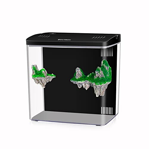 Aquarium-Set, 5,5 l, Betta-Acryl-Fischschale mit USB-Netzfilter/automatischer LED-Beleuchtung, für Goldfische, Schnecken, tropische Fische (schwarz) von boxtech