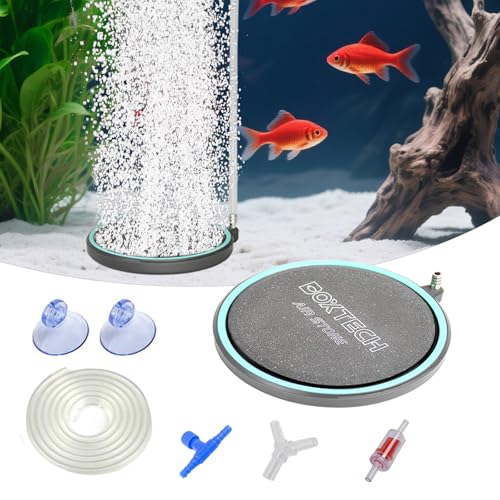 boxtech Aquarium-Nano-Luftstein,Aquarien Ausströmer Sandplatte Set,Aquarium Diffusor für gelösten Sauerstoff Belüfter Stein(130 MM) von boxtech