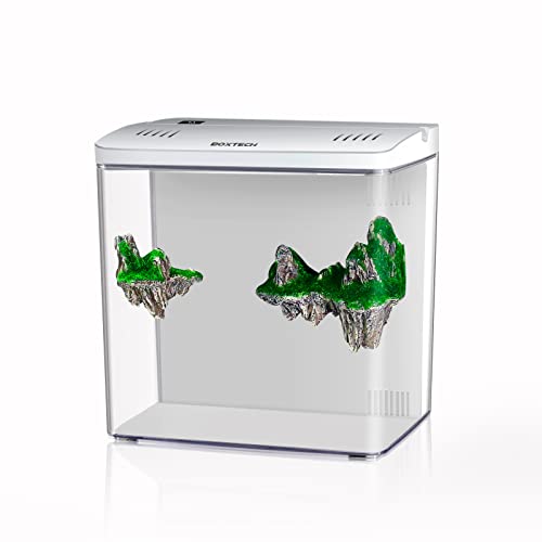 Aquarium-Set für Aquarien, 5,5 Liter, Betta-Acryl-Fischschale mit USB-Powerfilter/automatischer LED-Beleuchtung, für Goldfische, Schnecken, tropische Fische (weiß) von boxtech