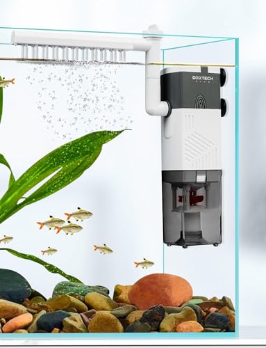 boxtech Interner Aquariumfilter, 10 W, 4-in-1, Aquarienfilter, sehr leise, verstellbarer Schwammfilter, Durchflussmenge 600 l/h, geeignet für 160-300 Liter von boxtech