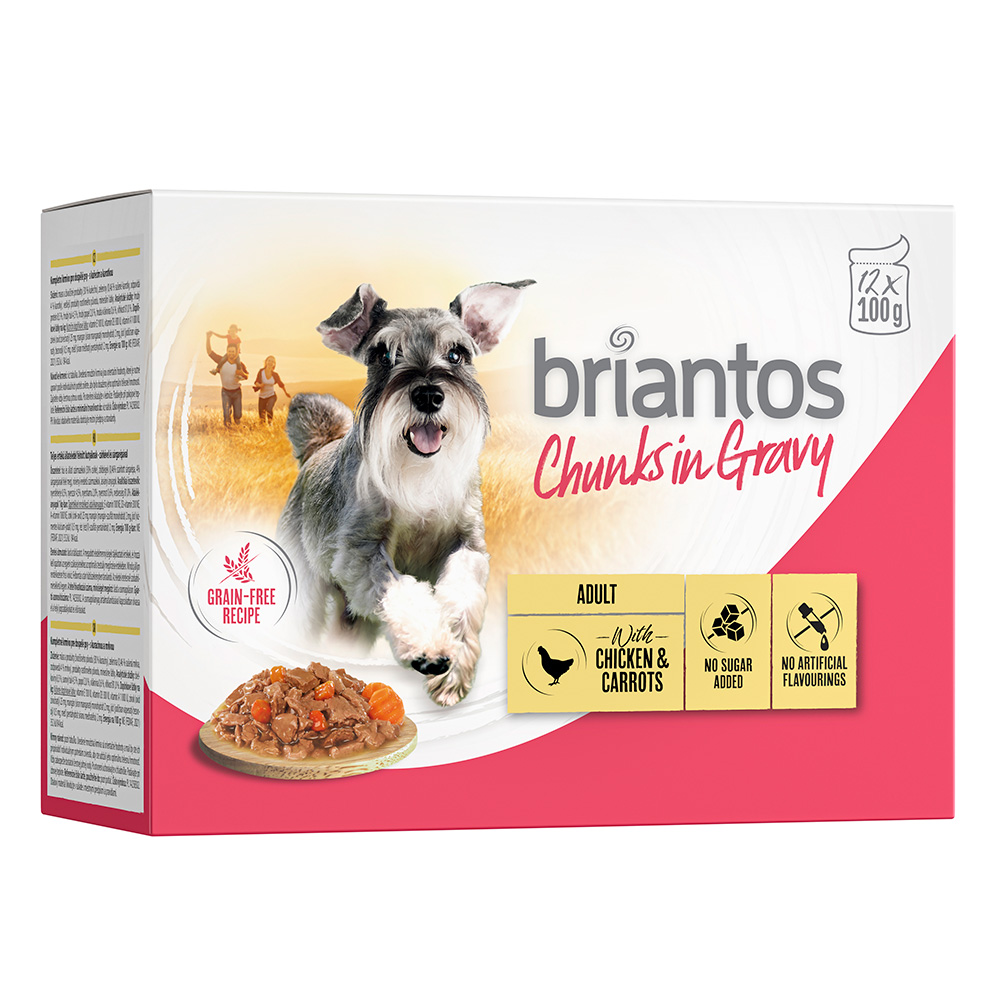 Briantos Chunks in Gravy 12 x 100 g - Huhn & Karotten Briantos Chunks in Gravy 12 x 100 g - Huhn & Karotten von briantos