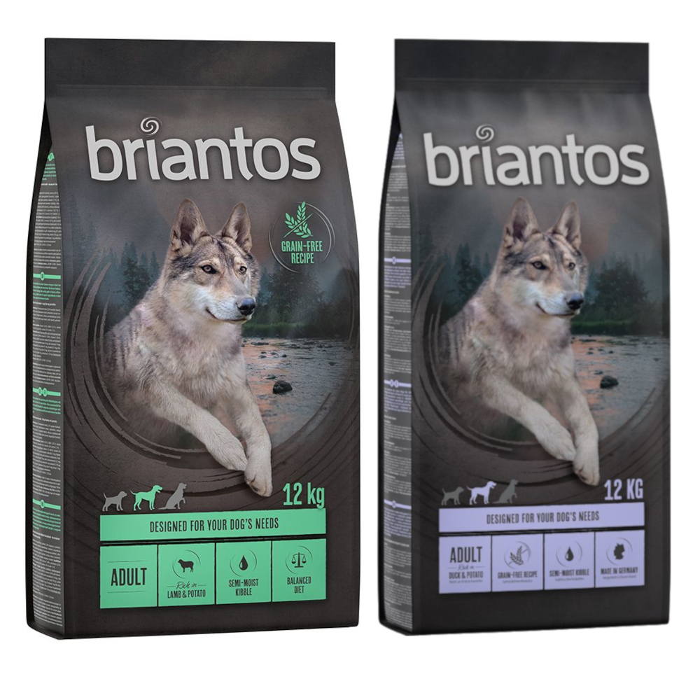 Kombi-Paket: Briantos Adult Getreidefrei 2 x 12 kg - Mixpaket (Ente, Lamm) von briantos