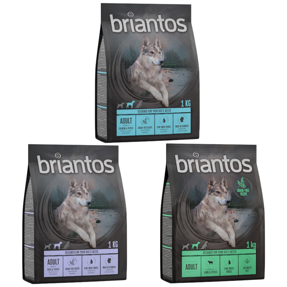 Probeangebot! Briantos Mix 1 kg Getreidefreie Rezeptur - Ente + Lachs + Lamm Probeangebot! Briantos Mix 1 kg Getreidefreie Rezeptur - Ente + Lachs + Lamm von briantos