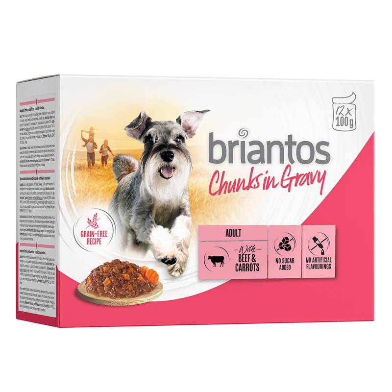 Sparpaket Briantos Chunks in Gravy 48 x 100 g - Rind & Karotten Sparpaket Briantos Chunks in Gravy 48 x 100 g - Rind & Karotten von briantos
