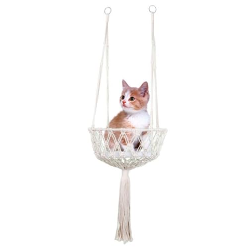 BOHEMIAN-MACRame Cat Hängematte-Katzenbett Mit Weichem Handgewebten Seil, Schwungbettwäsche Aus Natürlichen Materialien | Ein Hängendes Katzenbett Mit Einem Natürlichen Design, Das Innenkatzen Entspan von brooksnaji