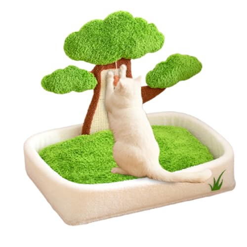 Katzenbett - -Design -Topfbett Mit Flauschigen Bällen Und Kratzern | Abnehmbares Und Waschbares Haustierbett, Innenbett Zum Schlafen Zum Schlafen Auch Im Winter, Perfekte Katzenmöbel Für SCHL von brooksnaji