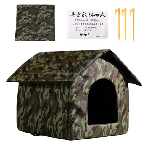 Katzenhaus Outdoor,Klappbares Freigehege Aus Oxford-Stoff | rutschfeste Winterfeste Katzenhöhle Versteck Schlafplatz Spielplatz - Makeup Zuhause Freunde Familie von brooksnaji