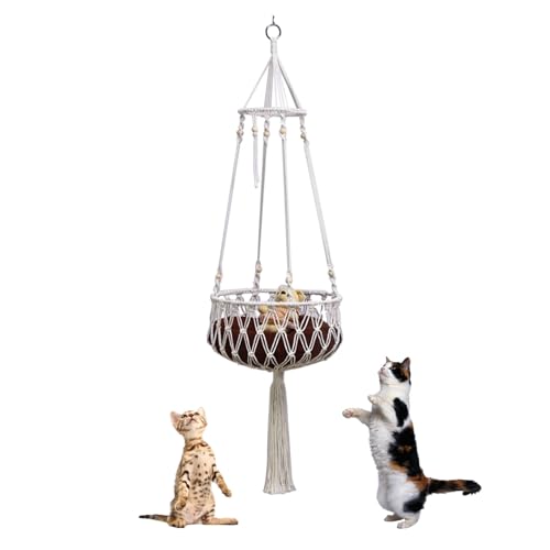 MACRame Cat Hängematte-Katzenschwungbett Im Bohemian-Stil Aus Natürlichem Baumwollseilmaterial, Süßes Katzenbett Mit Handgestricktem Design | Ein Schwankendes Bett, Das Es Katzen Und Kätzchen Ermöglic von brooksnaji