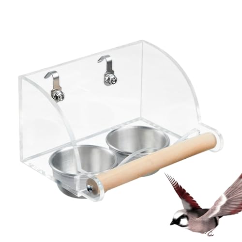 brooksnaji Vogelkäfig -Futterhäuschen, Innenvogelfutterlein | Clear Parrot Food Feeder Trinker,Parrot Food Bowl -Vorräte, interaktiver Futterspielzeug, Fütterung von Schalen für Cockatiel Eichhörnchen von brooksnaji