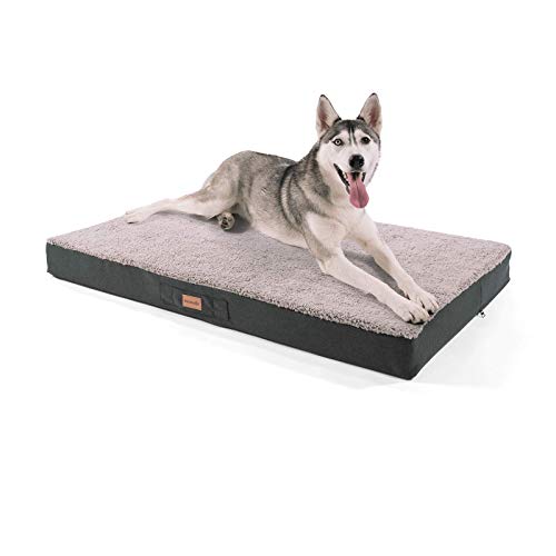 brunolie Balu Hundebett in Dunkelbraun, waschbar, orthopädisch und rutschfest, kuscheliges Hundekissen mit atmungsaktivem Memory-Schaum, Größe XL (120 x 72 x 10 cm) Grau von brunolie