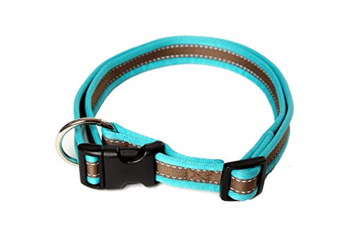 brustgeschirr.com Hundehalsband, Soft Grip, türkis/braun, 55-90cm, 25mm, mit Zugentlastung, Ziernähte reflektierend, Kanten weich gepolstert brustgeschirr.com Hundehalsband, Soft Grip, türkis/braun, 55-90cm, 25mm, mit Zugentlastung, Ziernähte reflektierend, Kanten weich gepolstert von brustgeschirr.com