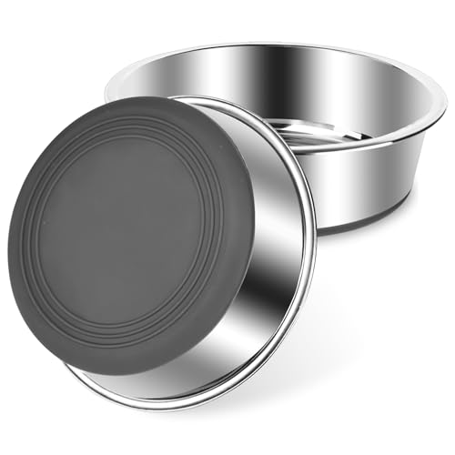 bssmmai 2 Stück Hundenapf Edelstahl, Hundenapf rutschfest mit Silikonboden, Hundenäpfe für Futter und Wasser, Hundeschüssel für Kleine Mittlere Große Hunde, Fressnapf Hund Metall, Dog Bowl (900ML) von bssmmai