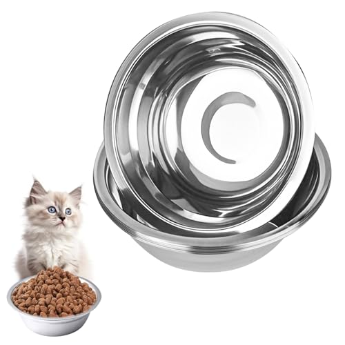 bssmmai 6 Stück Edelstahl Katzennapf 14 cm Rund, Katzennapf Edelstahl Antirutsch Klein, Futternäpfe für Katzen Metall, Katzen Trinknapf, Cat Bowl Stainless Steel von bssmmai