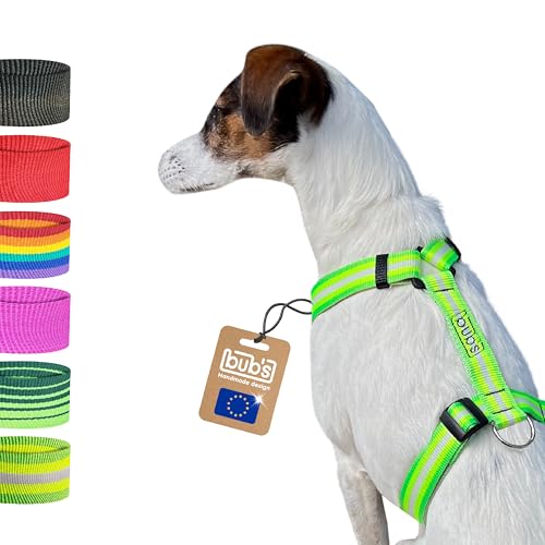 Bub's® Hundegeschirr gegen Ziehen, H-Form, Dog Harness, Brustgeschirr für Hunde (Fluor, Medium) von bub's