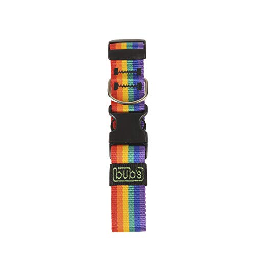Bub´s Halsband Gross mit Schnellverschluss. Masse des Halsumfangs des Hundes: 42 – 62 cm. (Rainbow) von bub's