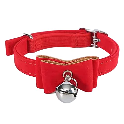 budiniao Garn Haustier Glocke Halsband entzückend einfarbig tragbar Sicherheit dekorativ verstellbar Haustiere Bowknot Halsband Geschirr Zubehör, Rot von budiniao