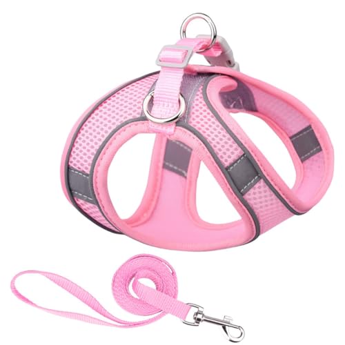 budiniao Haustier Brustgurt Leine Set, reflektierende, weiche, niedliche Komfortweste, sichere Kontrolle, Körperabnutzungsgeschirr, Tier Wildhalfter, Rosa budiniao Haustier Brustgurt Leine Set, reflektierende, weiche, niedliche Komfortweste, sichere Kontrolle, Körperabnutzungsgeschirr, Tier Wildhalfter, Rosa von budiniao