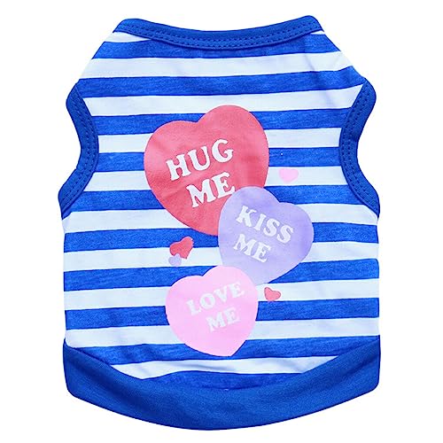 budiniao Kleidung Sommer Westen Kuss Brief Muster Streifen gedruckt Kostüme Bekleidung Mantel Jacke Schönheit für kleine Hunde Teddy, blau, XS budiniao Kleidung Sommer Westen Kuss Brief Muster Streifen gedruckt Kostüme Bekleidung Mantel Jacke Schönheit für kleine Hunde Teddy, blau, XS von budiniao