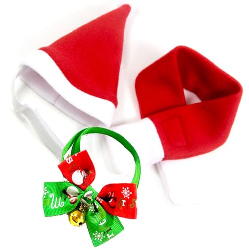 budiniao Santa Hat Bell Scarf Set Haustier Weihnachtskostüme Lustige entzückende Haustiere Zubehör Haushalt Gemütliche Hunde Dekorationen, S von budiniao