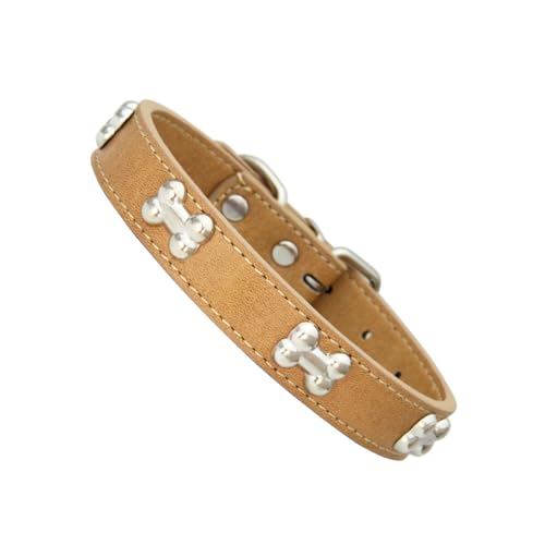 budiniao Stilvolles und langlebiges Hundehalsband, verstellbare Schnallen, leicht zu reinigen, PU Hundehalsband in Knochenform, Halsband für Hunde, Hundehalsbänder, Khaki, S budiniao Stilvolles und langlebiges Hundehalsband, verstellbare Schnallen, leicht zu reinigen, PU Hundehalsband in Knochenform, Halsband für Hunde, Hundehalsbänder, Khaki, S von budiniao