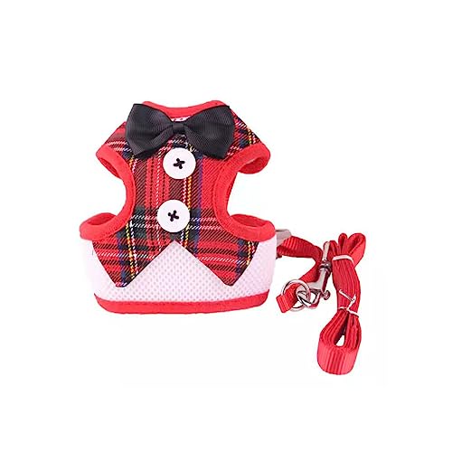 budiniao Welpen Geschirr Leine Set, Kätzchen, Hund, Katze, Halsband, Fliege, Hochzeit, atmungsaktiv, verstellbar, Kabel, Haustierweste, Rotes Gitter/L budiniao Welpen Geschirr Leine Set, Kätzchen, Hund, Katze, Halsband, Fliege, Hochzeit, atmungsaktiv, verstellbar, Kabel, Haustierweste, Rotes Gitter/L von budiniao