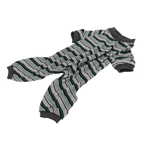 buhb Gestreifter Hundepyjama, Trendiger Elastischer 4-beiniger Hundepyjama Polyester Grün für Frühlings-Fotoshootings (S) von buhb
