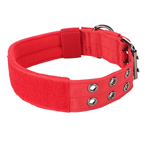 BUHB Hundehalsband, Rotes Nylon-Haustierhalsband, Leicht, Sauber Genäht, Reduziert Luftröhrenschäden, Verstellbare, Strapazierfähige D-Ring-Schnalle für das Training (L) von buhb