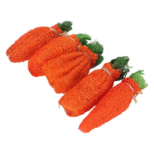 buhb Kaninchenspielzeug in Karottenform, Natürliches Kaninchen-Luffa-Karottenspielzeug, Lustig, 5 Stück, für Hamster, Lindert Angst bei Kaninchen (L) von buhb