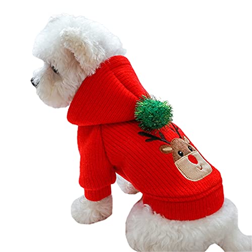 Winterkleidung für Hunde, warm, Plüsch, Weihnachts-Elch-Kleid, Kapuzenpullover, Geschenk, breite Anwendung, geeignet für Reisen, Hundepullover von buleerouy
