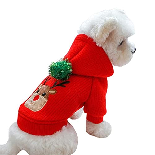 Winterkleidung für Hunde, warm, Plüsch, Weihnachts-Elch-Kleid, Kapuzenpullover, Geschenk, breite Anwendung, geeignet für Reisen, Hundepullover Winterkleidung für Hunde, warm, Plüsch, Weihnachts-Elch-Kleid, Kapuzenpullover, Geschenk, breite Anwendung, geeignet für Reisen, Hundepullover von Frotox
