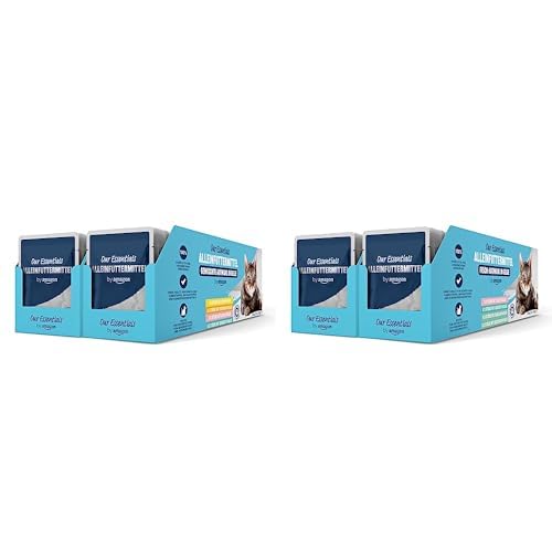 by Amazon - Alleinfuttermittel für ausgewachsene Katzen- Gemischte Auswahl in Gelee 4.8 kg, 100g (48er-Pack) & Fischauswahl in Gelee 4,8 kg (48 Beutel x 100g) von by Amazon