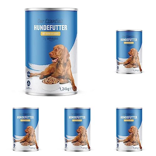 by Amazon Hundenassfutter in Dosen, Huhn in Bratensoße, 1.24kg (5er-Pack) von by Amazon