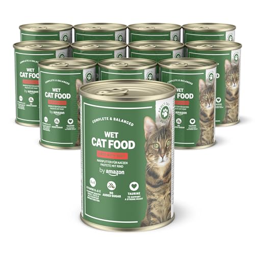 by Amazon Getreidefreies Katzennassfutter, Dose, Pastete Rind, 12 x 400 g von by Amazon
