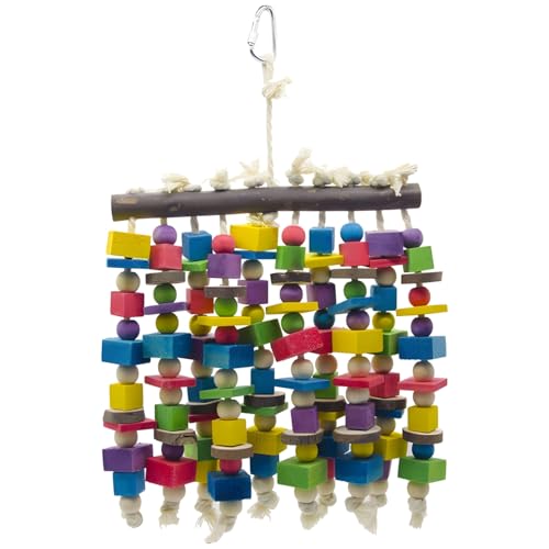Buntes Papageien-Kauspielzeug und Schaukel aus Holz mit Baumwollseil für große Vögel wie Aras, Kakadus Buntes Papageien-Kauspielzeug und Schaukel aus Holz mit Baumwollseil für große Vögel wie Aras, Kakadus von byepica