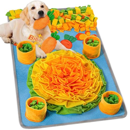 byepica Bunte Schnüffelmatte für große Hunde, 127,7 x 203,2 cm, Futtermatte mit Karottenspielzeug, Schnüffelmatte für langsames Füttern und Angstlinderung von byepica
